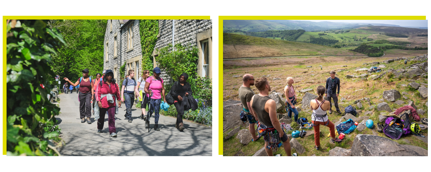 group of people walking in the peak district